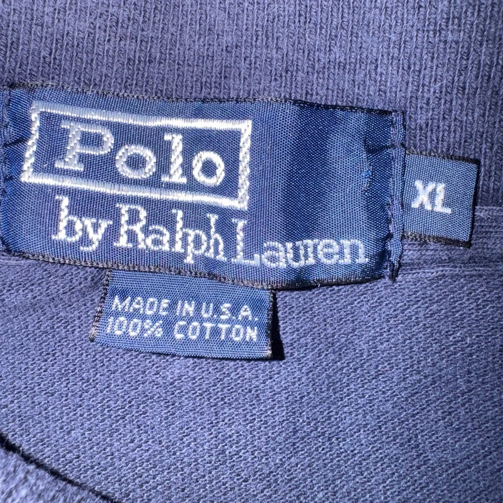 Vintage Polo Ralph Lauren Mens XL Navy Blue Pique Polo Shirt Made in USA